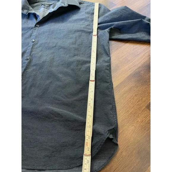 John Varvatos Modern Fit Long Sleeve Button Up Navy Blue Sz 17.5 R - Picture 7 of 7